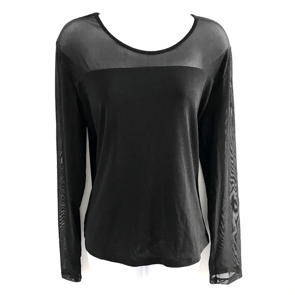 NWOT Red Coral Black Sheer Décolleté and Long Sleeves Blouse Top Plus Size - Picture 1 of 16